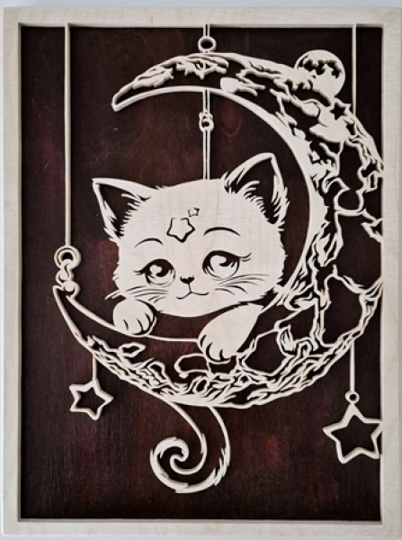 Wandbild Katze auf dem Mond
